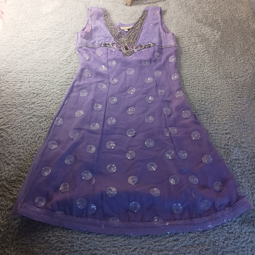 Mini Singh Purple Embellished Beaded Dress 10‎ Knee Length READ Formal Cocktail